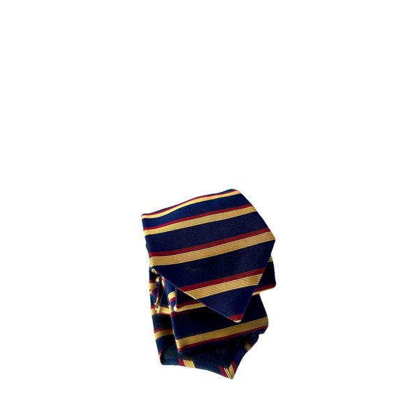 Brooks Brothers Vintage Navy Blue Pink Yellow Horizontal Stripes Silk Necktie US - Picture 3 of 5